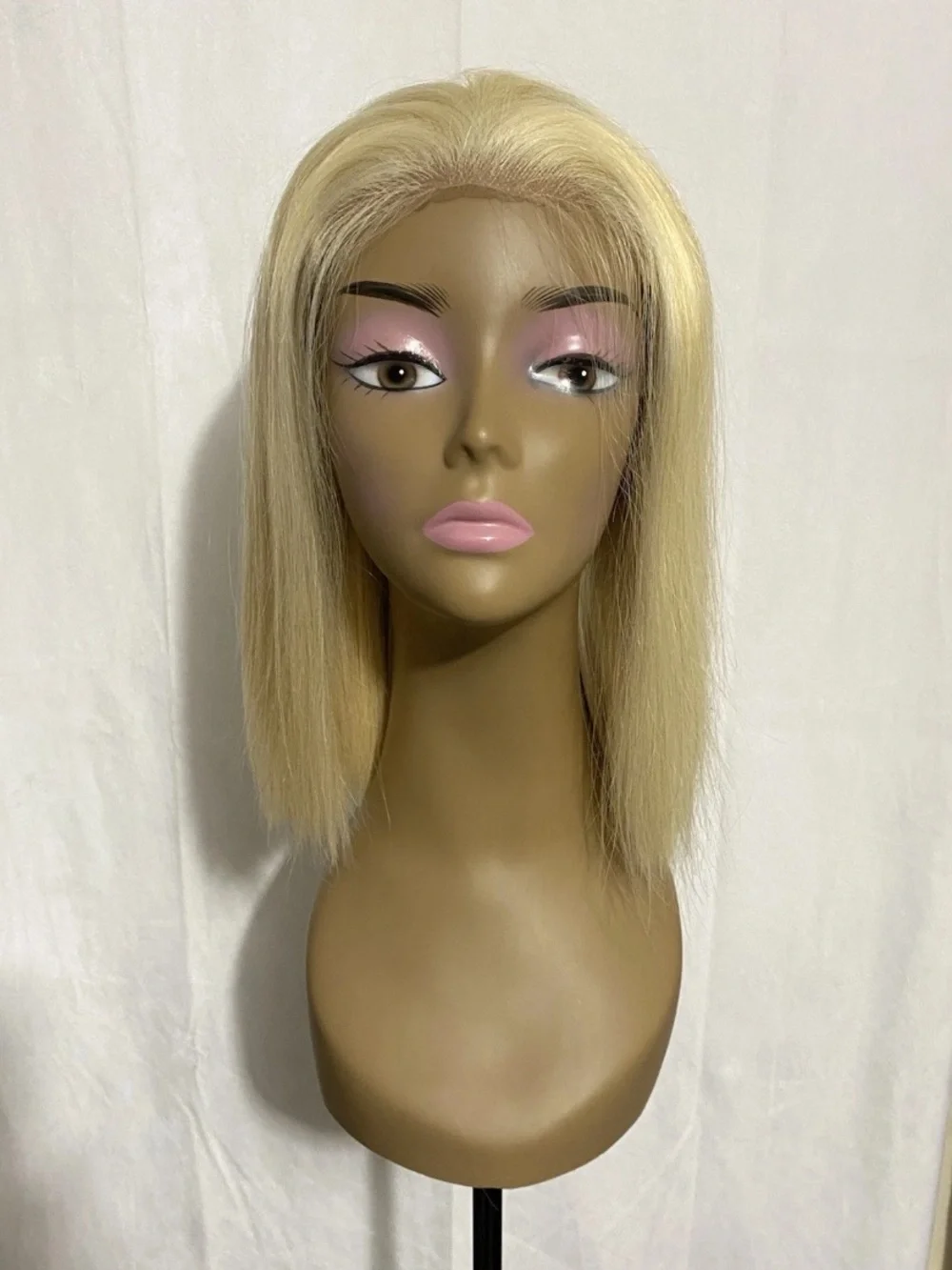 Blonde Straight Short Lace Front Wig Human Hair 12” 6x5 HD 200% Density Dome Cap